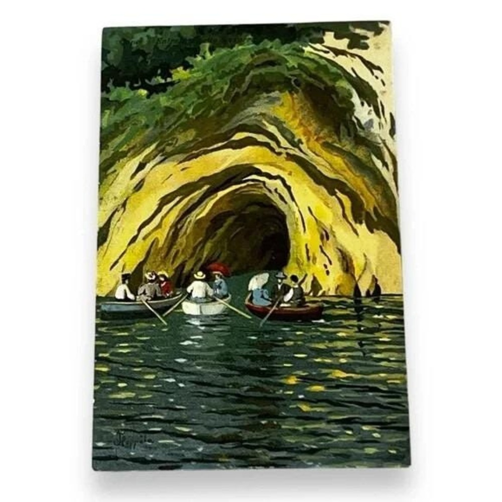 Postcard Capri Entrance of the Blue Grotto Italy Artist Signed Floppola C240